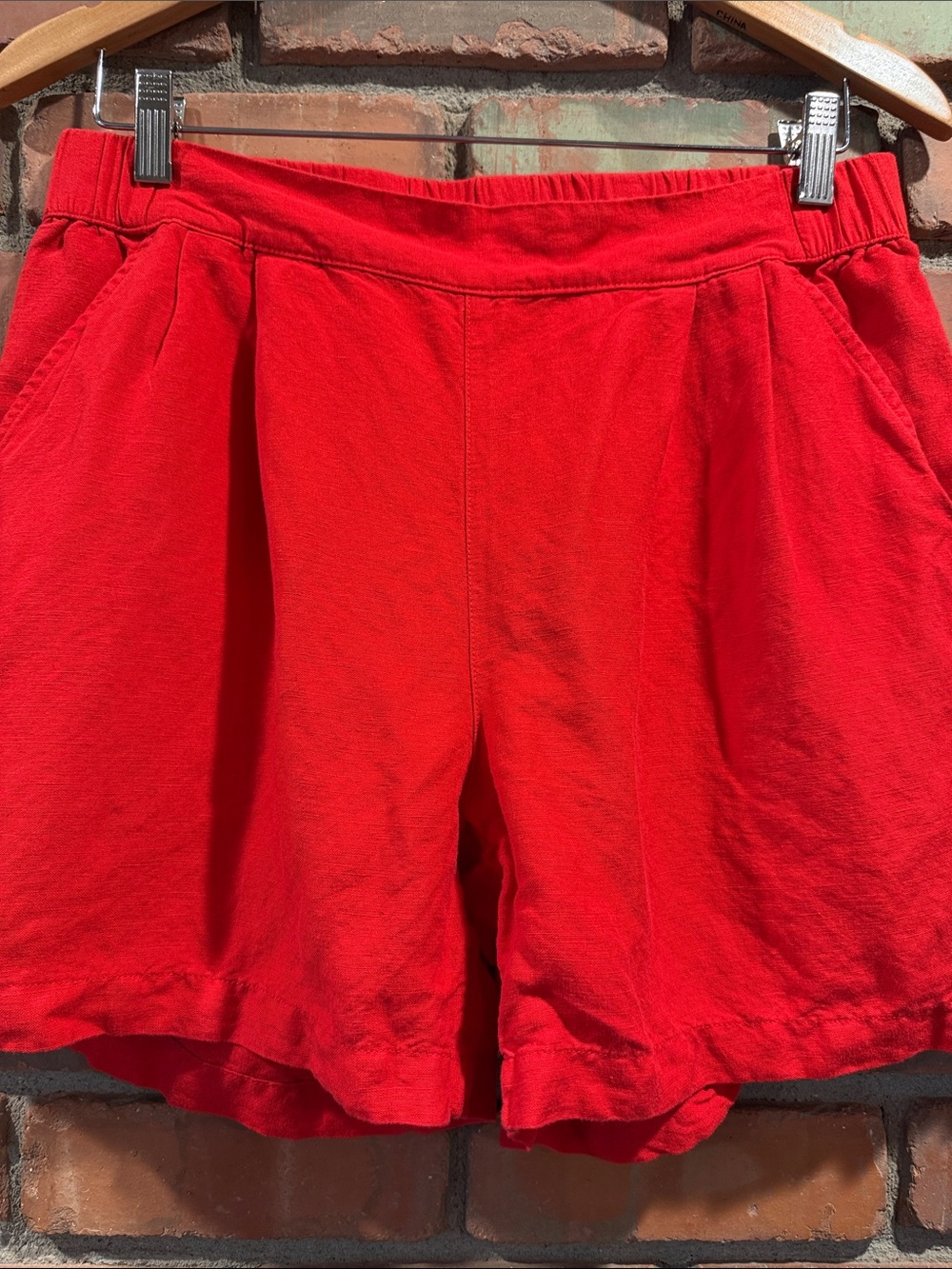 a new day Red Elastic-Waist Casual Shorts pleated